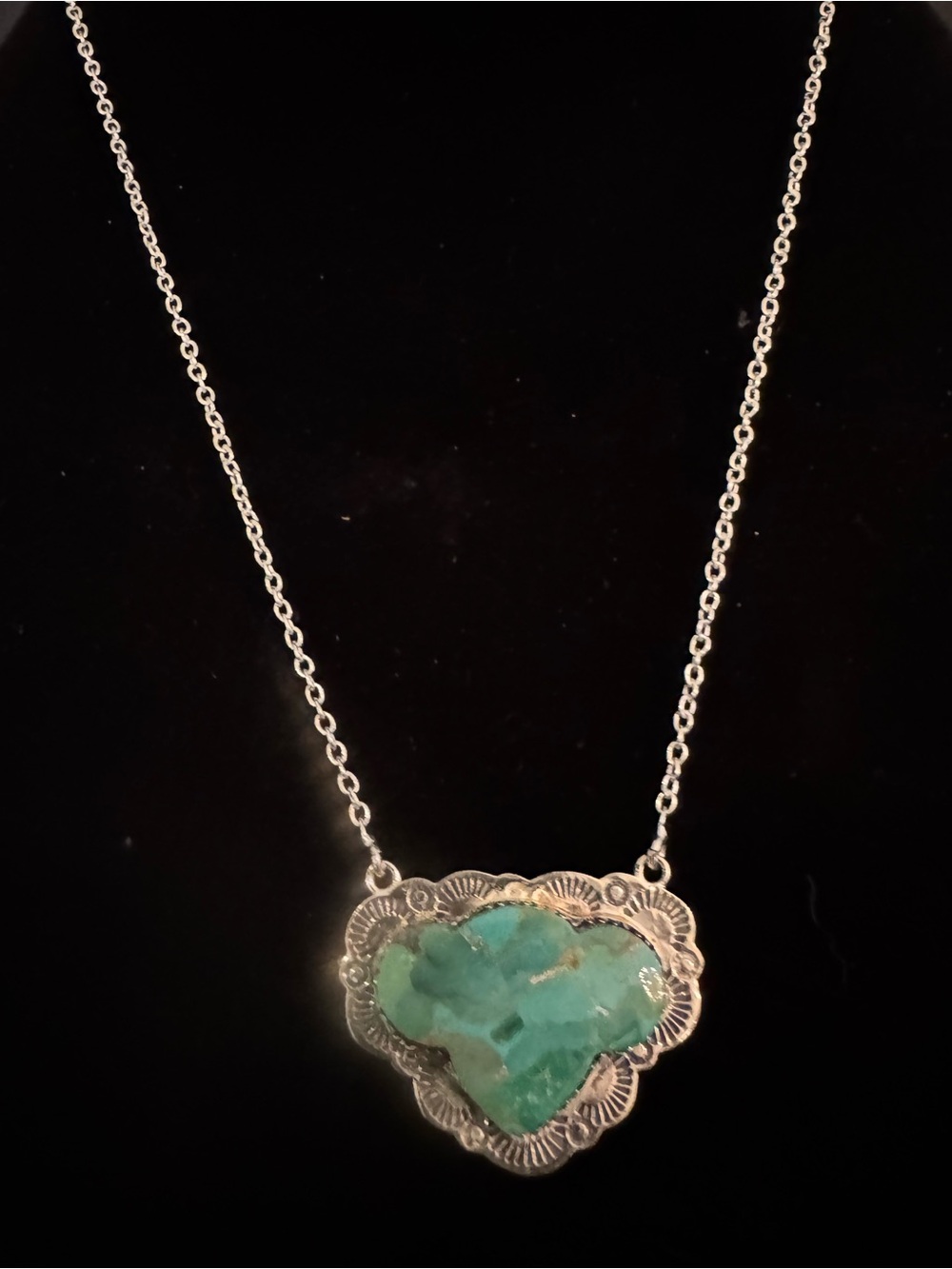 Genuine Turquoise Stone cow Pendant Necklace - sterling Silver
